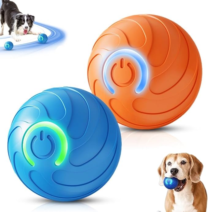 2PCS Shaky Ball Toy for Dogs, Interactive Dog BallToy, Vibrating Dog Balls, Smart Jumping BallToys, Fun Shaking Pet Bounce Electric Balls Automatic Moving Pet Toys for Dogs (Orange+Blue)