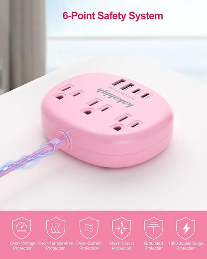 Pink Extension Cord - 10 FT Flat Extension Cord