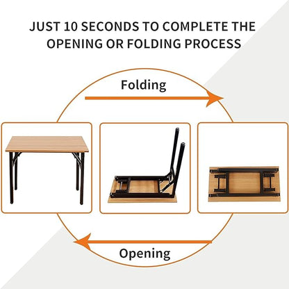 Need Folding Desk for Home Office 39-3/8 inch Length Modern Folding Table Computer Desk No Install Needed Rustic Brown Desktop Black Frame AC5FB(100 * 60)