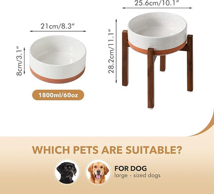 Ceramic 8.2inch Raised Dog Bowl Set, Elevated