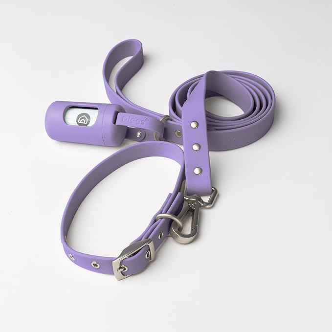 DIGGS Dog Poop Bag Dispenser for Leash - Premium Dog Waste Bag Holder with Easy One-Hand Dispensing (Lilac)