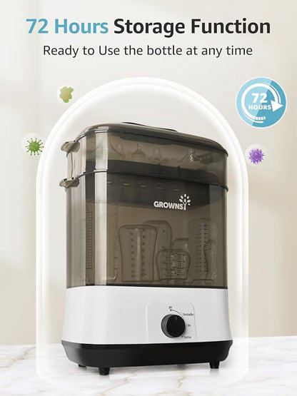 Grownsy Adjustable 4 in 1 Large Bottle Sterilizer and Dryer, 8 Bottles Capacity