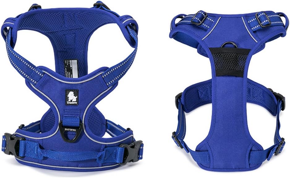 TRUE LOVE Adjustable No-Pull Dog Harness Reflective Pup Vest Harnesses Comfortable Control Brilliant Colors Truelove TLH5651(Royal Blue,M)