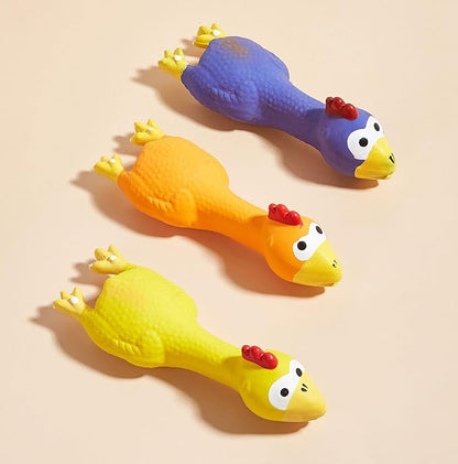 3 PCS Latex Chicken Squeak Toy for Pets - Exciting Chew & Dental Care Fun - Perfect for Playful Molar Exercise
