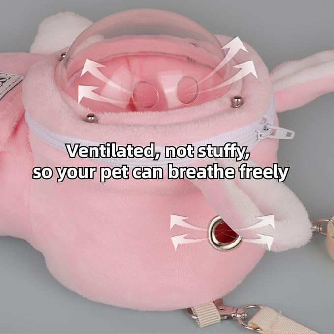 Sugar Glider Bonding Pouch Bonding Pouch Carry for Rat Syrian Hamster Hedgehog Small Pocket Pets, Gerbil Travel Bag Cute Bunny-Shaped Outing Bag with Large Transparent Window (Pink,Small)