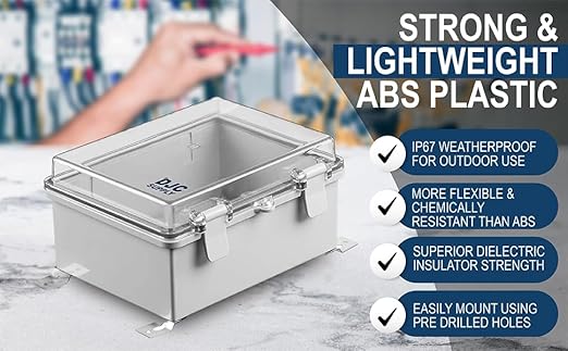Co. ABS 11.81" x 15.7" x 6.7" Waterproof IP67 Hinged Electronics Box