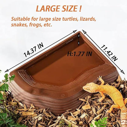 3PCS Tortoise Water Bowls with Ramp Leaf Tortoise Food Dish Reptile Food Water Bowls Reptile Bathing Pool Aquarium Ornament for Gecko, Snake, Turtle, Bearded Dragon, Lizard (Large)