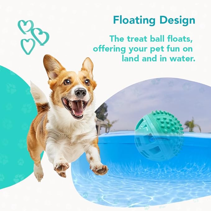 Treat Dispenser Ball Toy, Beef Flavored Interactive Dispensing, Floatable Dog Toys with Treats