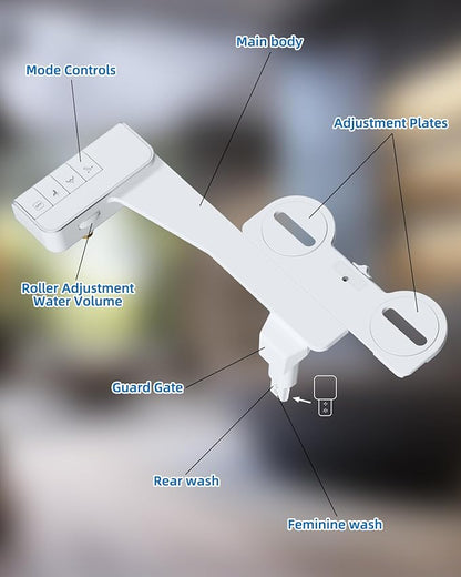 Hibbent Bidet Attachment for Toilet, Non-Electric Dual Nozzle for Frontal &