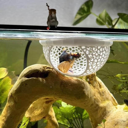 2 PCS Betta Hammock,Bett a Bed, Floating Betta Fish Hammock, 3D Printed Aquarium Decor, Betta Fish Feeder, Safe Resting Spot for Betta, Shrimp and Small Fish(White)