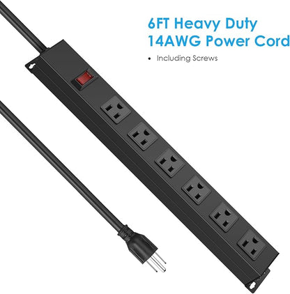 2Pack Metal Wall Mount Power Strip, Mountable Power Outlet