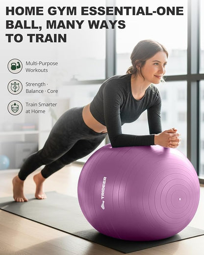 Trideer Exercise Ball for Yoga, Pilates & Fitness – Stability Ball Equipment