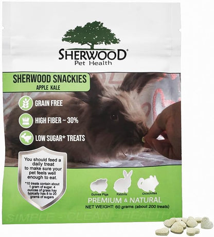 Sherwood Pet Health Snackies for Chinchillas, Rabbits & Guinea Pigs, Grain-Free, Real Fruit, Low Sugar and High in Fiber Treats in Multiple Flavors