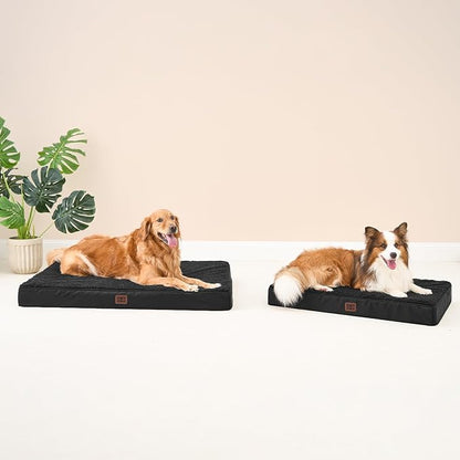 EHEYCIGA Orthopedic Dog Bed Large with Removable Washable Cover, 44IN Black | Egg Crate Foam Support, Durable Oxford fabric, Non-Slip Bottom, Machine Washable, Soft Waterproof Plush Pet Bed Mat For Crate