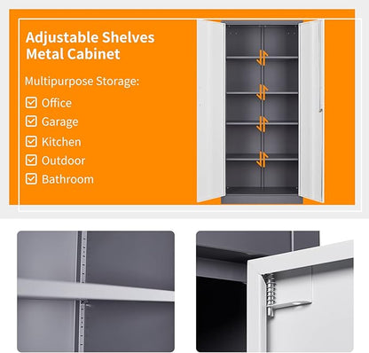 MIIIKO Metal Cabinet with Doors and Shelves, Tall Filing Cabinet