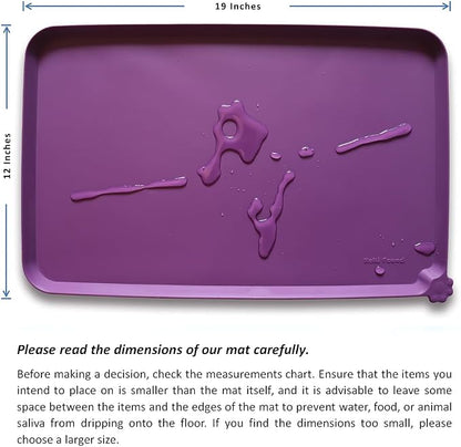 Hoki Found Waterproof Pet Feeding Mats with High Lips, Multiple Size and Colors for Dogs, Cats & Others -Eggplant
