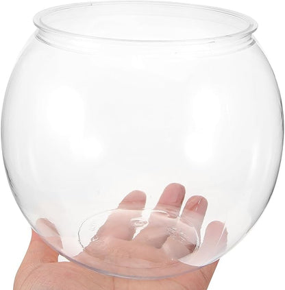 Mipcase Unbreakable Transparent Fish Tank Globe 5.90In Round Plastic Fish Bowl Desktop Aquarium Decor for Home Office Tabletop