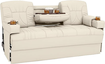 Qualitex De Leon Console SL RV Sofa Bed, 74" Wide, Ulitmate Leather, Bisque
