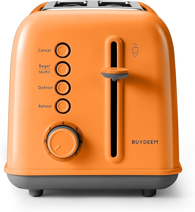 BUYDEEM DT620 2-Slice Toaster, Extra Wide Slots, Retro Stainless Steel