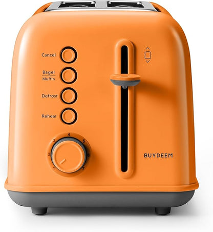 BUYDEEM DT620 2-Slice Toaster, Extra Wide Slots, Retro Stainless Steel