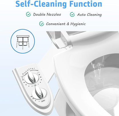 Bidet Toilet Attachment, Non-Electric 3 Wash Modes, Adjustable Water Pressure