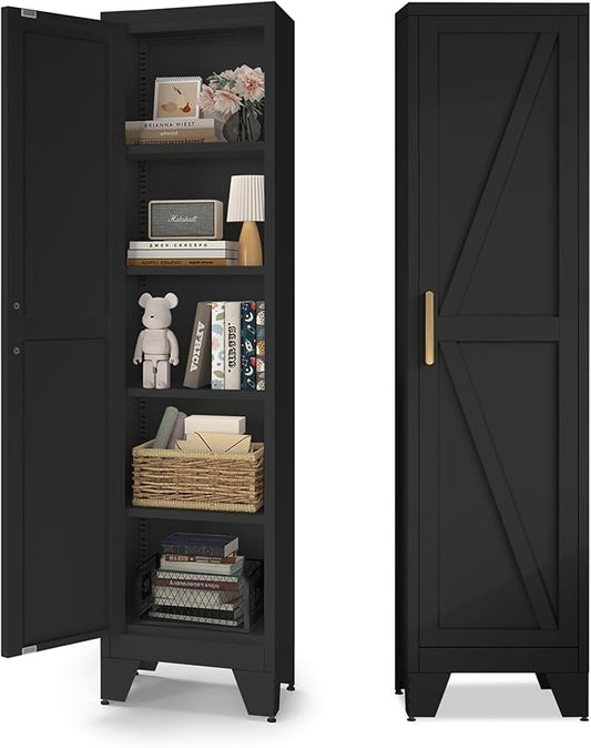 COFaR Tall Bathroom Cabinet, Metal Farmhouse Narrow Slim Storage Cabinet