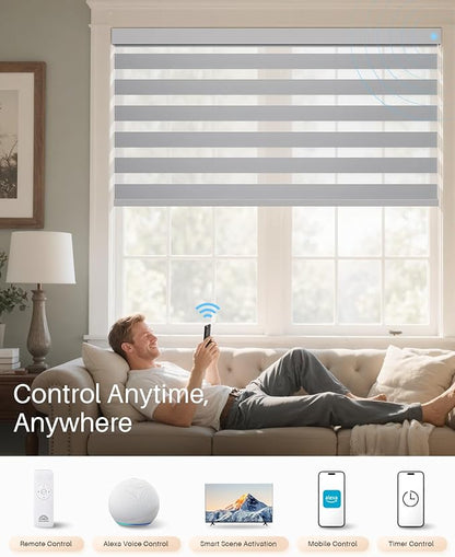 Smart Zebra Blinds for Windows, Alexa Motorized Blinds