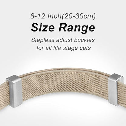 AirTag Cat Collar,Ultra Elastic Cat Tracker Collar with Apple Air Tag Holder, [Lightweight][Scratch Resistant] Stepless Adjustable GPS Pet Collar for Cats Kittens (Khaki)