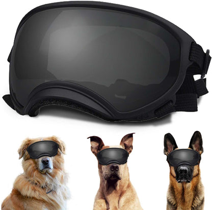 Medium Dog Sunglasses with Adjustable Strap UV Protection, Winproof Dog Puppy Sunglasses, Suitable for Medium Dog Pet Glasses, Dogs Eyes Protection,Soft Dog Goggles