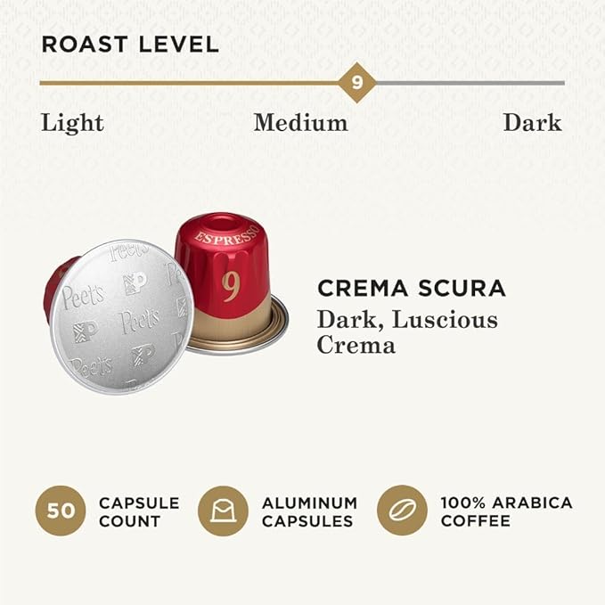 Peet's Coffee, Medium Roast Espresso Capsules, Compatible
