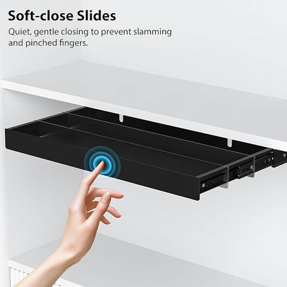 Under Desk Drawer, 20.1 inch Carbon Steel Slide-Out Under Table Storage