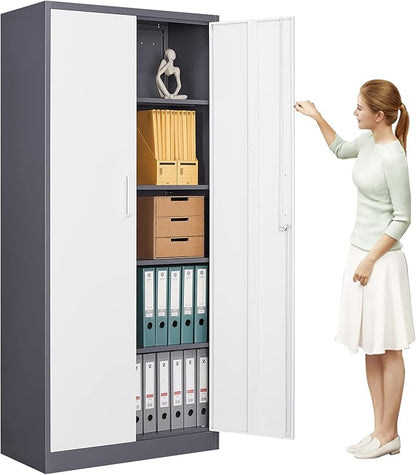 MIIIKO Metal Cabinet with Doors and Shelves, Tall Filing Cabinet