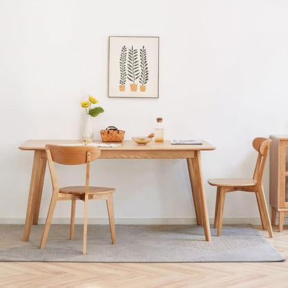 Hymus 100% Solid Oak Wood Dining Room Chairs - Practical Kitchen Chairs for Dining Room, Kitchen, Living Room (4, Natural)