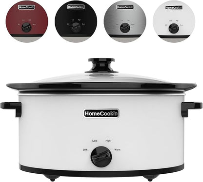 HOMECOOKIN 6 Quart Slow Cooker Oval Manual Pot Food Warmer