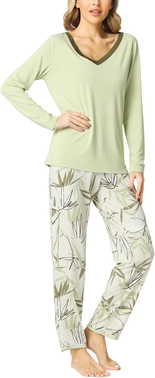 GYS Viscose from Bamboo Women's Pajama Sets Super Soft Long Sleeve Sleepwear Comfy Winter Pjs Sets S-4X