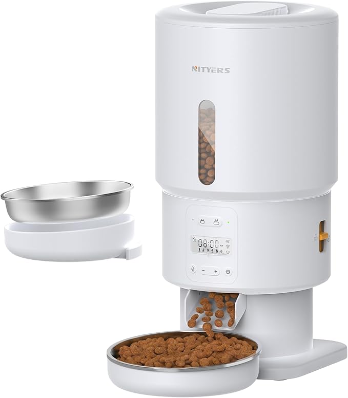 Automatic Cat Feeder - 5L Anti-Clog Cat Food Dispenser Keeps 2-15mm Dry Food