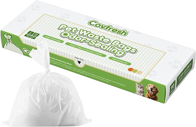 Odor-Sealing Dog Poop Bags, L/90-Count Leakproof & Durable Dog Waste Bags, Block Smells, Unscented (Color:White)