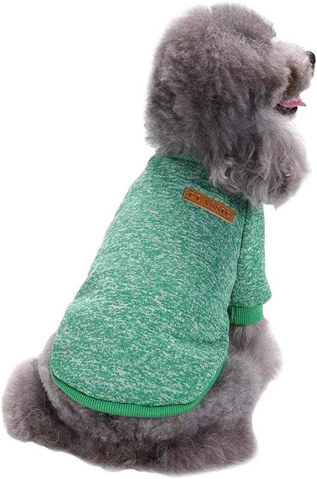 Jecikelon Dog Clothes Dogs Sweater Soft Puppies Clothing Winter Puppy Sweaters Warm Outfit for Dogs Small XXS XS Cat Apparel (Green, M)