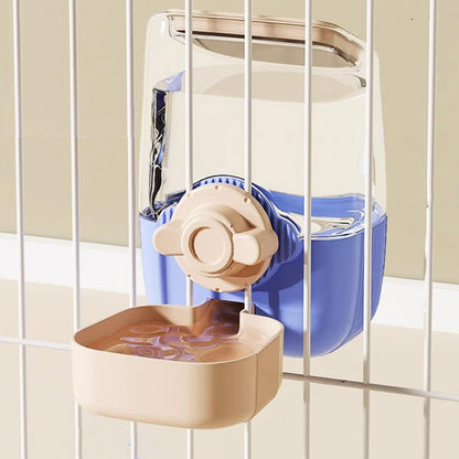 Pet Hanging Automatic Feeders Drinking Bowls，Gravity Rabbit Feeder and Water Set，Cage Cat Food Bowl Feeding Station for Puppy Kitten Chinchilla Hedgehog Guinea Pig Ferret (Pink Blue-Water)