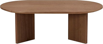 KEVINSPACE W39.37 Oval Coffee Table for Living Room Home Modern CoffeeTable with Design CoffeeTable Legs Wood Accent Center Table Mid Century Minimalist Tea Table Cocktail Table Office Walnut