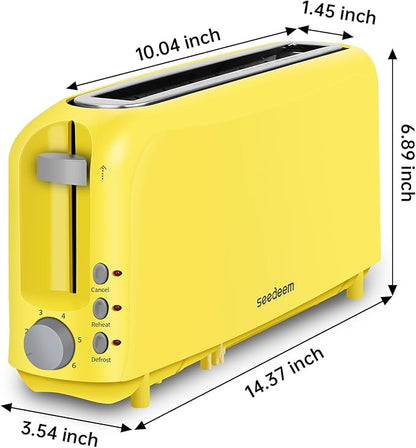 SEEDEEM 2 Slice Slim Toaster, Single 10" Long Slot Toaster Fits Bagels &