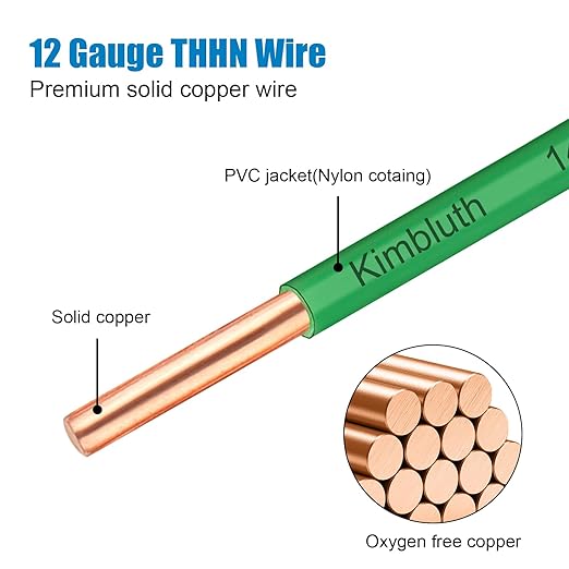THHN Wire 12 Gauge 200 FT OFC Electrical Wire, 12 AWG Solid Copper Wire Rated
