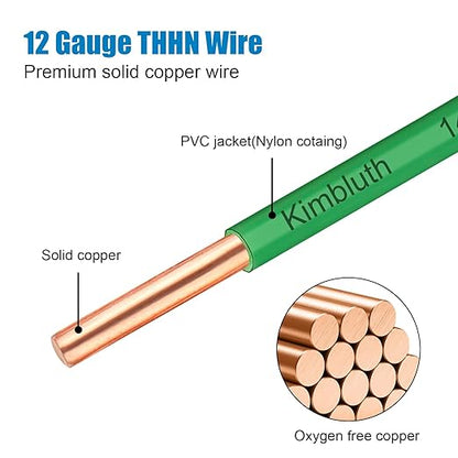 THHN Wire 12 Gauge 200 FT OFC Electrical Wire, 12 AWG Solid Copper Wire Rated