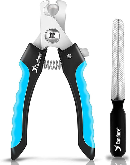 Candure Dog Nail Clippers and Trimmer with Safety Guard to Avoid Over-Cutting Toe Nails Professional Grooming Pet Nail Clipper with Nail File for Small Medium-Large Breeds