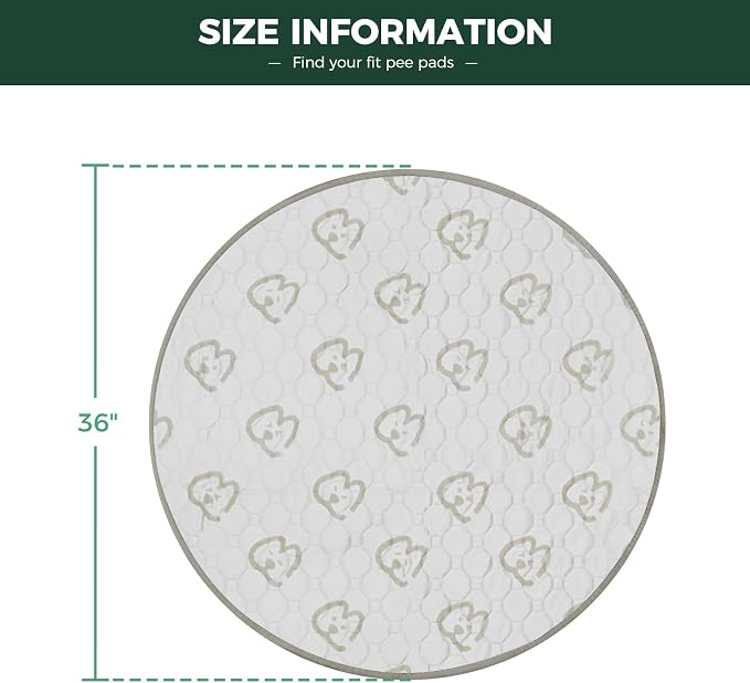 FXW Washable Pee Pads for Dogs, Super Absorbent, 36" Round, 1 Pack | Machine washable, Non-slip backing
