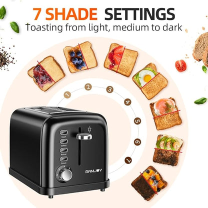 Black Toaster 2 Slice, Extra Wide Slot Toaster