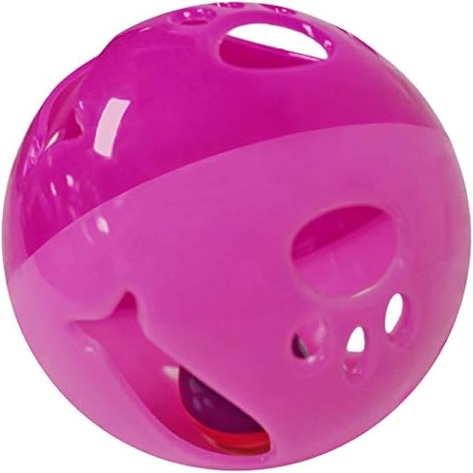 Cat Ball Toy with Bell Larger Size, Bells Jingle as Balls Roll, Cat Toy for Small or Large Cats, or Other Animals (Pink - 1 Pack)