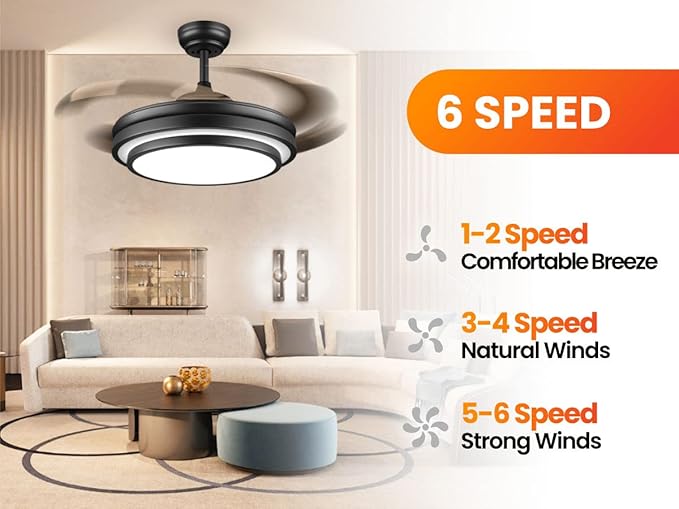 48 Inch Retractable Ceiling Fan