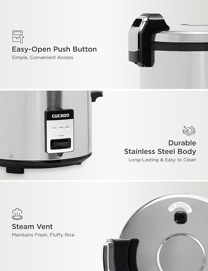 CUCKOO Commercial Rice Cooker & Warmer, Extra Large Rice Cooker 30-Cup Uncooked