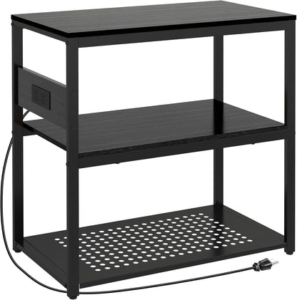 20-29 Gallon Fish Tank Stand with Power Outlets, 3-Tier Metal Aquarium Stand, Breeder Reptile Tank Stand with Shelf for Home Office, 660LBS Capacity, 29.5 x 15.8 x 30.1 inches, Black